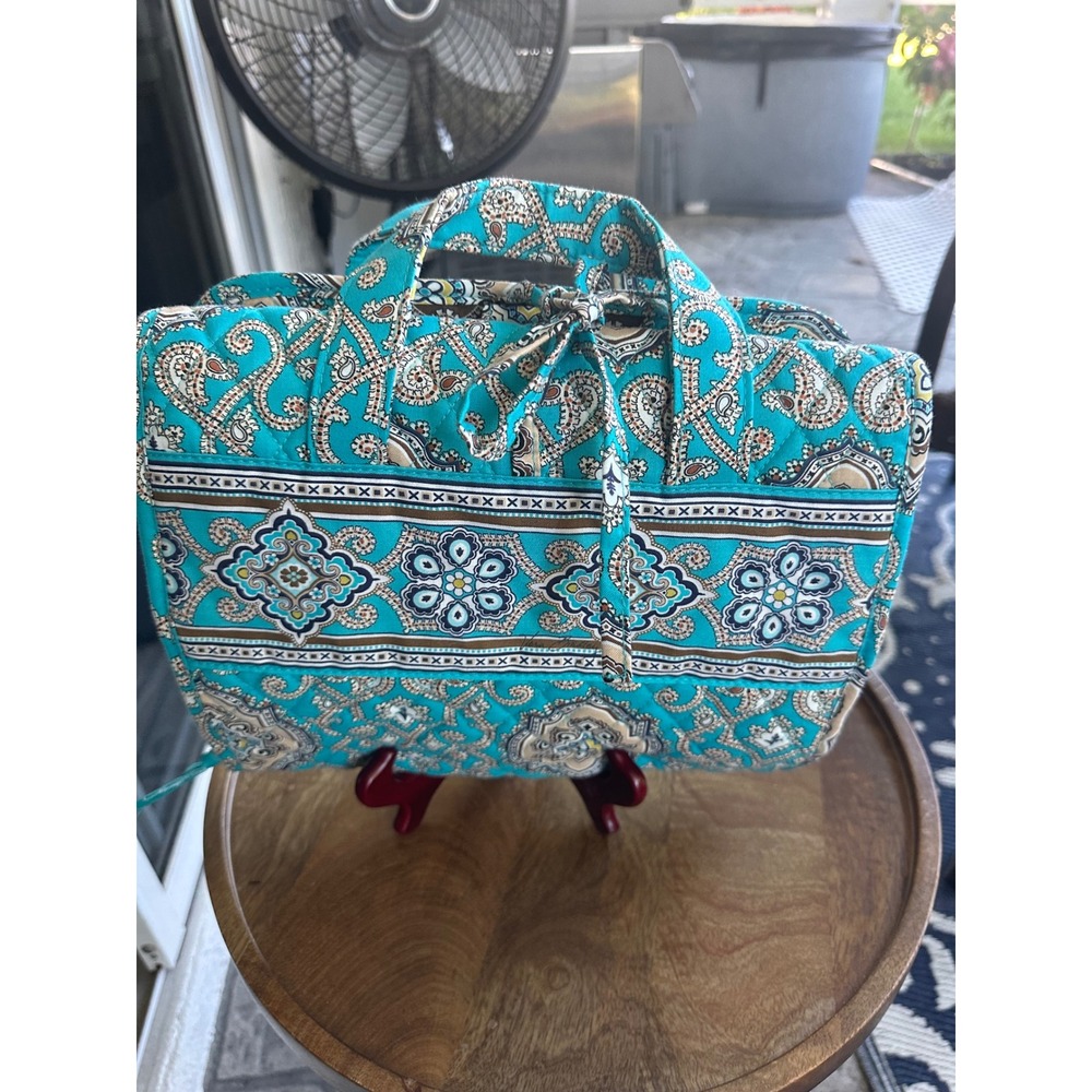Vera Bradley Turquoise Teal‎ Paisley Quilted Hanging Travel Toiletry Bag